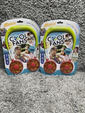 Banzai Rechargeable Hands Free Wearable Cooling Fan 3 Speed USB 2 Pk New